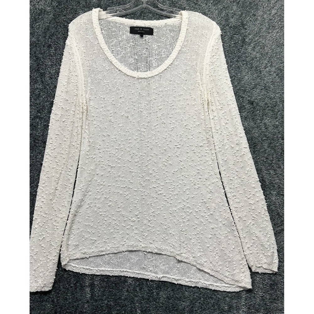 Rag & Bone Womens Size M Off White Long Sleeve Asymmetrical Sweater (T8)